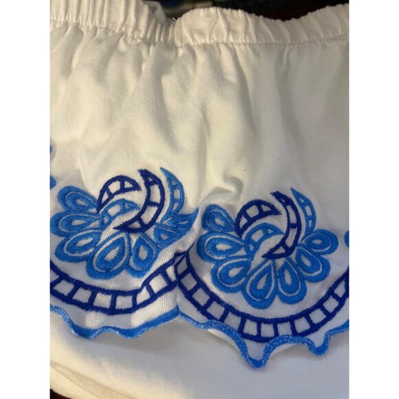 Lilly Pulitzer Swing Tank Top Tie-Strap Embroidered‎ Scalloped White/Blue  XS - Picture 9 of 10